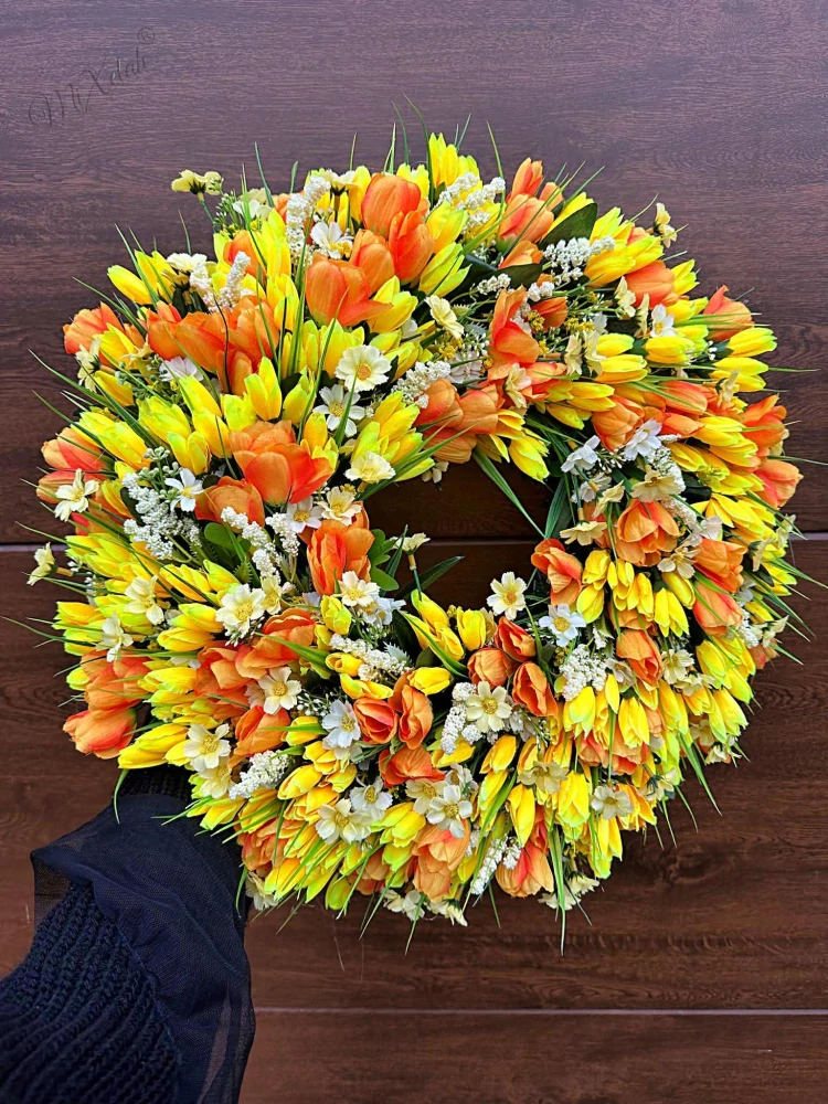 Jarný veniec krokus, MAXI žlto oranžový