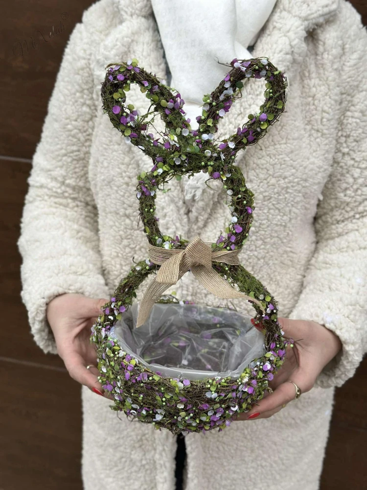 Prútený obal na kvetináč, Zajac fialový 45cm